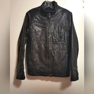 ROGUE DISTRESSED LEATHER MOTO MEN'S JACKET.